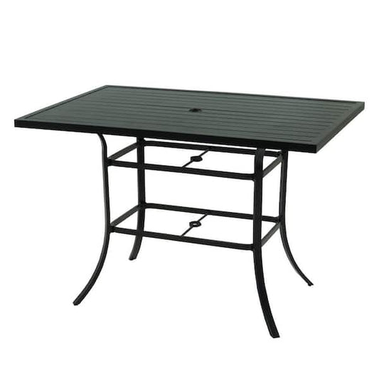Boyel Living 60 in. Black Rectangle Aluminum Patio Outdoor Dining Table BL-MD18204