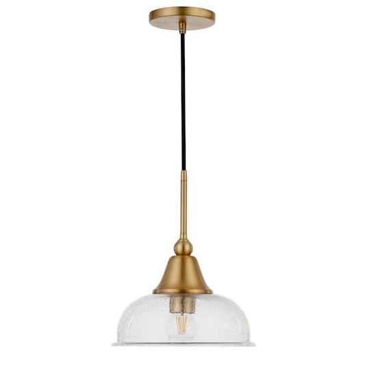 Meyer&Cross Magnolia 1-Light Brass Single Pendant with Seeded Glass Shade PD0524
