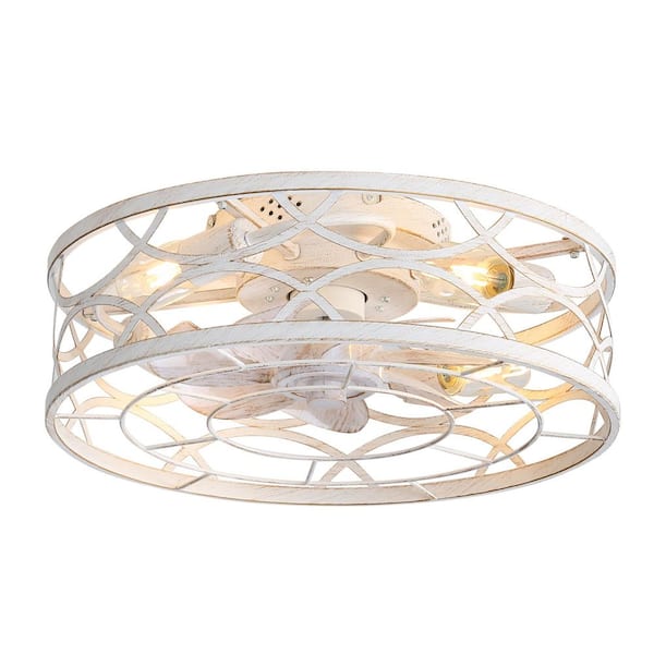 Breezary 18 in. Indoor Black/Gold Enclosed Flush Mount Ceiling Fan with Light Kit and Remote Control Included 32018-WG