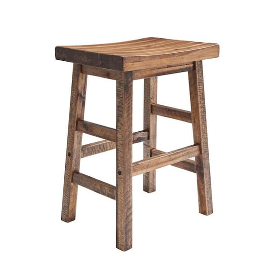 Alaterre Furniture Durango 26 in. H Industrial Wood Counter-Height Stool Bar Stool, Kitchen, Seating, Vintage-Style Saddle Seat ANDU2174