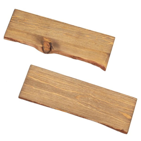 PIPE DECOR 24 in. x 8 in. x 1 in. Trail Brown Solid Pine Live Edge Wall Shelf (Set of 2) 370 PD24X7TBLE2