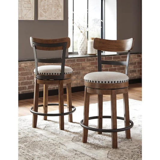 Signature DESIGN BY ASHLEY Valebeck 24.5 in. Brown Wood Standard Back Counter Height Bar Stool D546-424