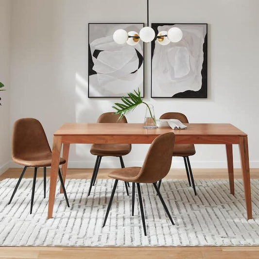 StyleWell Adenmore Brown Faux Leather Upholstered Dining Chair with Black Metal Legs (Set of 2) 2306270000002