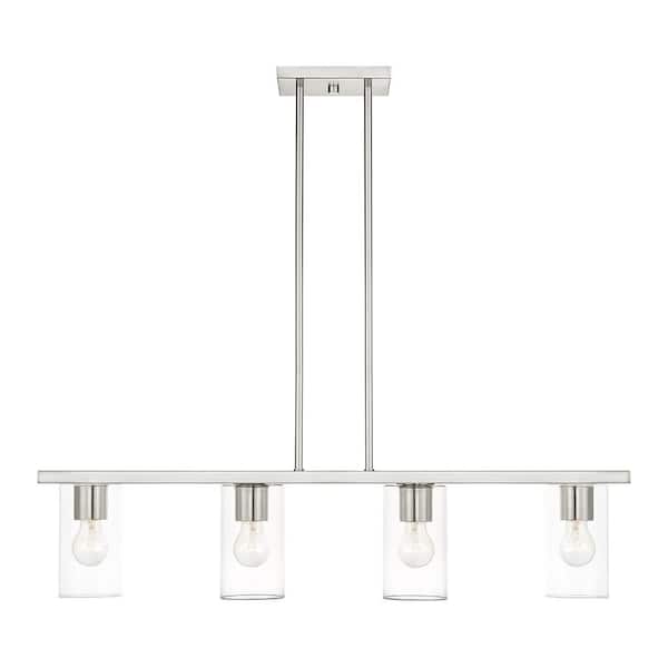 AVIANCE LIGHTING Havendale 4-Light Brushed Nickel Linear Chandelier with Clear Glass HD67066