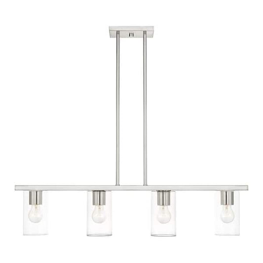 AVIANCE LIGHTING Havendale 4-Light Brushed Nickel Linear Chandelier with Clear Glass HD67066