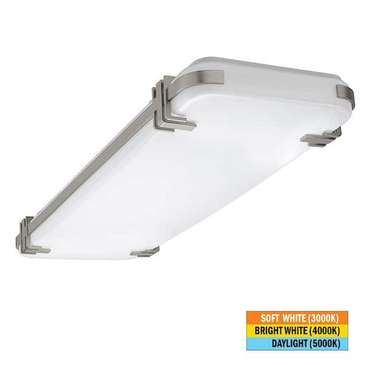 Commercial Electric 48 in. x 15 in. Brushed Nickel Mission Accents LED Flush Mount Light Fixture 5500LM 75W Adjustable CCT Kitchen Lighting 54448291