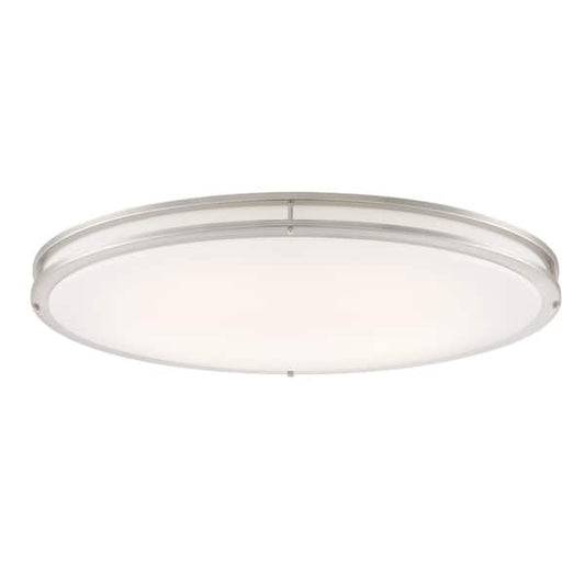 Commercial Electric Commercial Electric 32 in. Modern Brushed Nickel Dimmable Integrated LED Flush Mount for Kitchens DC3200C3D-35