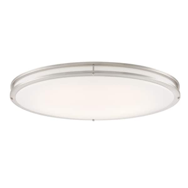 Commercial Electric Commercial Electric 32 in. Modern Brushed Nickel Dimmable Integrated LED Flush Mount for Kitchens DC3200C3D-35