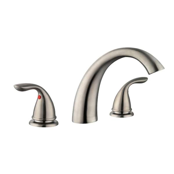 Glacier Bay Builders 2-Handle Deck-Mount Roman Tub Faucet in Brushed Nickel 461-3004