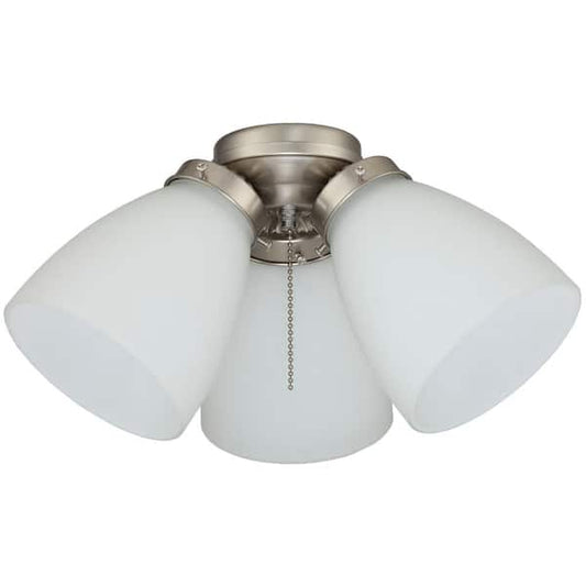 Hampton Bay 3-Light Brushed Nickel Ceiling Fan Shades LED Light Kit 91382