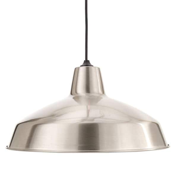 Hampton Bay 1-Light Brushed Nickel Rustic Steel Hanging Barn Light Warehouse Pendant AF-1032R