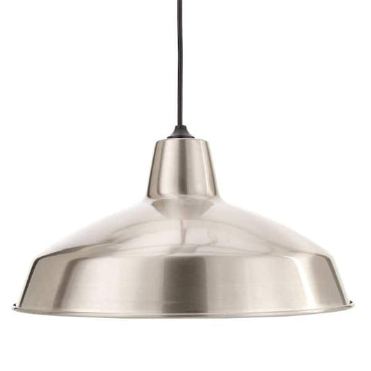 Hampton Bay 1-Light Brushed Nickel Rustic Steel Hanging Barn Light Warehouse Pendant AF-1032R