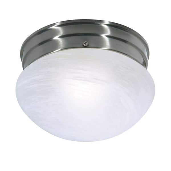 SATCO Nuvo 8 in. 1-Light Brushed Nickel Traditional Semi-Flush Mount with Alabaster Mushroom Shade and No Bulbs Included SF76/671