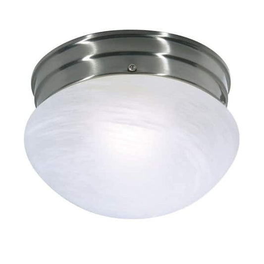 SATCO Nuvo 8 in. 1-Light Brushed Nickel Traditional Semi-Flush Mount with Alabaster Mushroom Shade and No Bulbs Included SF76/671