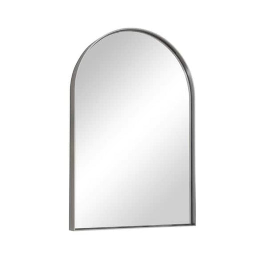 TETOTE 20 in. W x 30 in. H Arched Framed Bathroom Mirrors Decorative Wall Mounted Bathroom Vanity Mirror in Sliver HD-CXFJ-5076BS