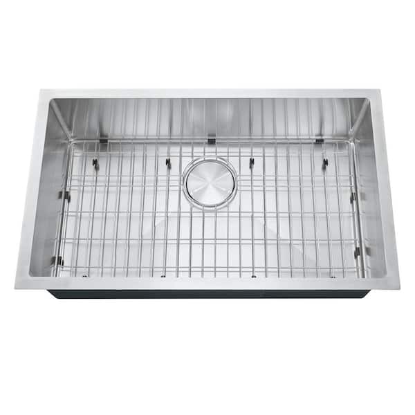 Attop Handmade 18-Gauge Stainless Steel 30 in. Single Bowl Undermount Kitchen Sink HM30R10