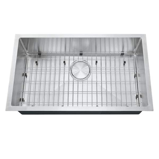 Attop Handmade 18-Gauge Stainless Steel 30 in. Single Bowl Undermount Kitchen Sink HM30R10