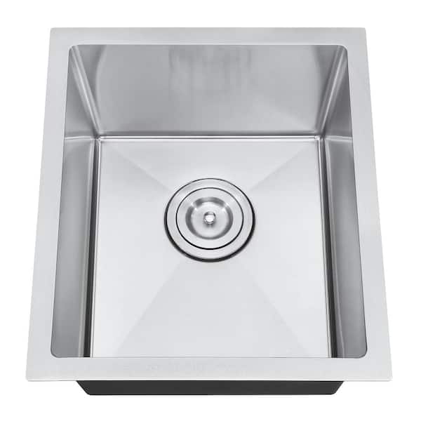 Attop Brushed Stainless Steel 15 in. Single Bowl Undermount Scratch-Resistant Nano Kitchen Sink With Strainer NA151709R10-SL