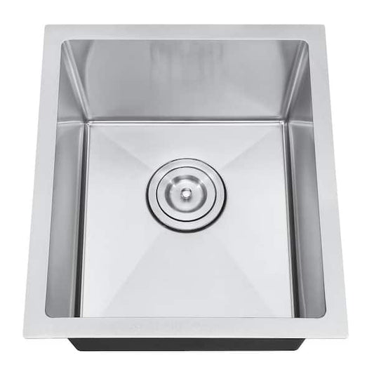 Attop Brushed Stainless Steel 15 in. Single Bowl Undermount Scratch-Resistant Nano Kitchen Sink With Strainer NA151709R10-SL