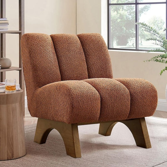 Art Leon COZY Burnt Orange Fabric Accent Slipper Chair with Wood Legs SF040-1-OR-F