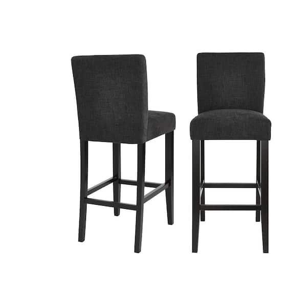 StyleWell 30 in. Banford Charcoal Gray Wood Upholstered Bar Stools with Back (Set of 2) Lowe HB EB
