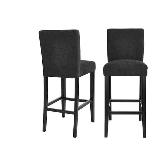 StyleWell 30 in. Banford Charcoal Gray Wood Upholstered Bar Stools with Back (Set of 2) Lowe HB EB