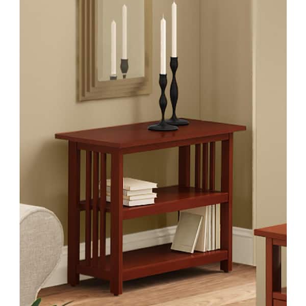 Alaterre Furniture Mission 24 in. Cherry Wood 2-shelf Etagere Bookcase with Adjustable Shelves AMIA1460