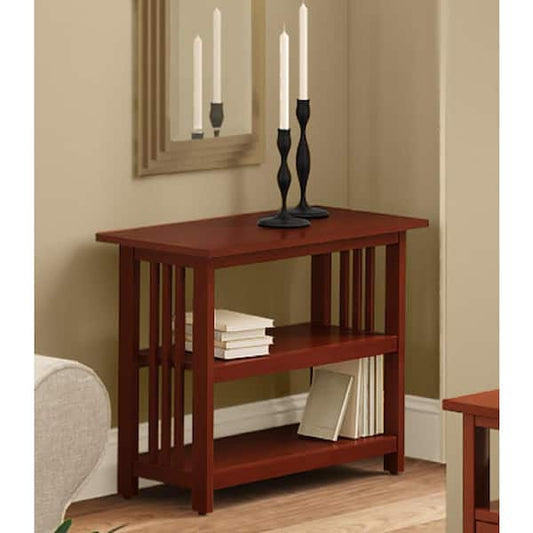 Alaterre Furniture Mission 24 in. Cherry Wood 2-shelf Etagere Bookcase with Adjustable Shelves AMIA1460