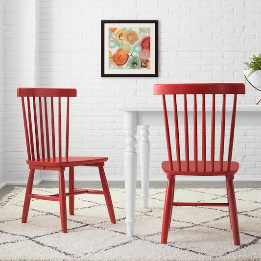StyleWell Chili Red Windsor Solid Wood Dining Chairs (Set of 2) C-08-1