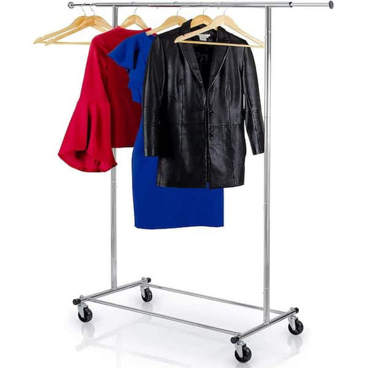 Unbranded Chrome Metal Clothes Rack 60 in. W x 62 in. H 4438hd