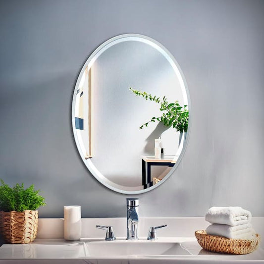 Gatco Flush 20.5 in. W x 27.5 in. H Framed Oval Beveled Edge Bathroom Vanity Mirror in Chrome 1820