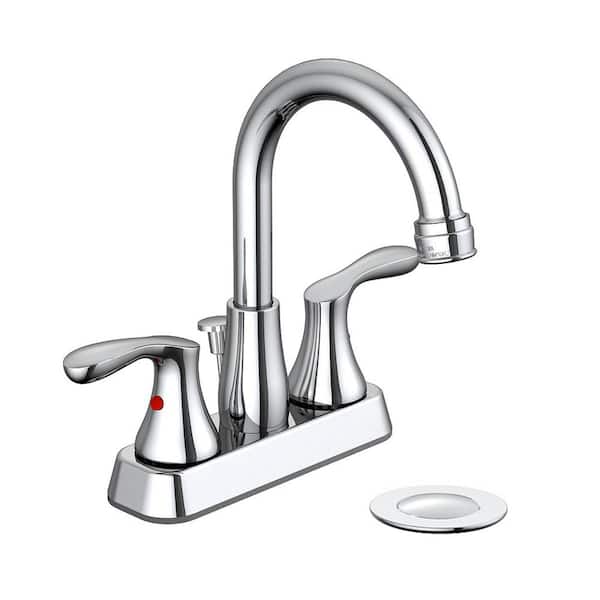 Glacier Bay Deveral 4 in. Centerset 2-Handle High-Arc Bathroom Faucet in Chrome 4512963C