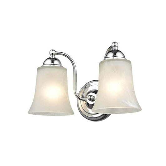 Millennium Lighting 12 in. 2-Light Chrome Vanity Light with Faux Alabaster Glass 9332-CH