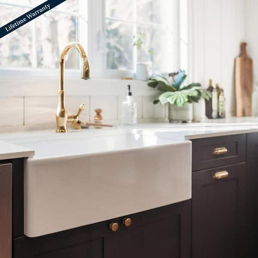 SINKOLOGY Bradstreet II 33 in. Farmhouse Apron Front Undermount Single Bowl Crisp White Fireclay Kitchen Sink SK493-33FC