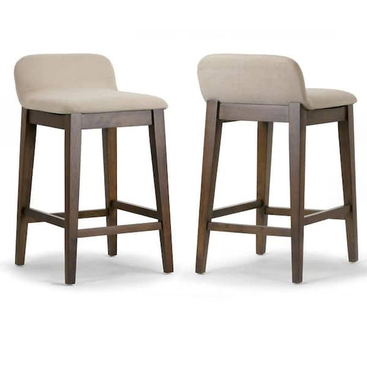 Glamour Home Atia 25 in. Dark Brown Rubberwood Bar Stool with Low Back Seat Height (Set of 2) GHSTL-1446