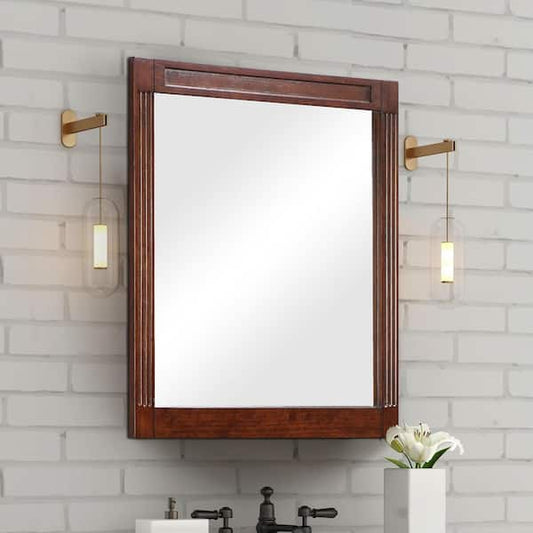 Home Decorators Collection 24 in. W x 29 in. H Rectangular Wood Framed Wall Bathroom Vanity Mirror in Dark Cherry H270830M