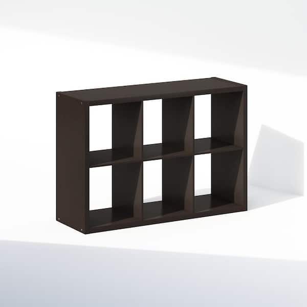 Furinno Cubic 43.78 in. Tall Dark Oak Wood 6-Cube Bookcase NLU22005DOK