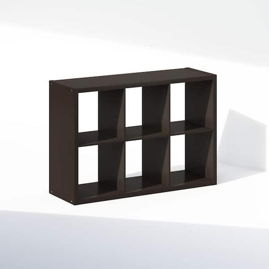 Furinno Cubic 43.78 in. Tall Dark Oak Wood 6-Cube Bookcase NLU22005DOK