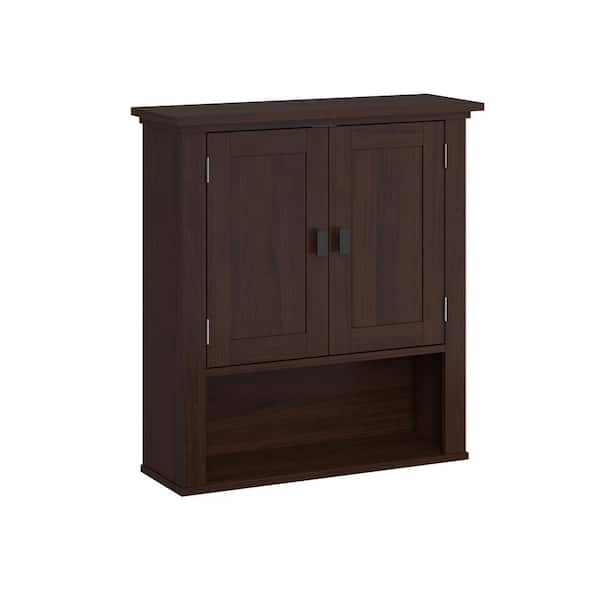RiverRidge Home Hayward 24.5 in. H x 7.88 in. D x 22.81 in. W Bathroom Storage Wall Cabinet and Laundry Cabinet in Dark Woodgrain 06-176