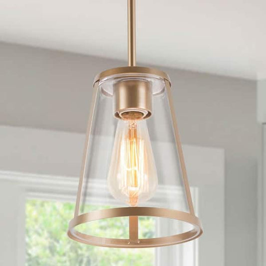 LNC 1-Light Gold Modern Pendant Lighting Contemporary Hanging Light Fixture with Clear Glass Shade for Kitchen Foyer Hallway RYVA2AHD13904O7