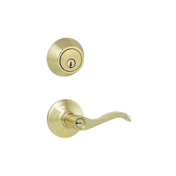 Defiant Naples Polished Brass Combo Pack with Single Cylinder Deadbolt 32MYE7D1B