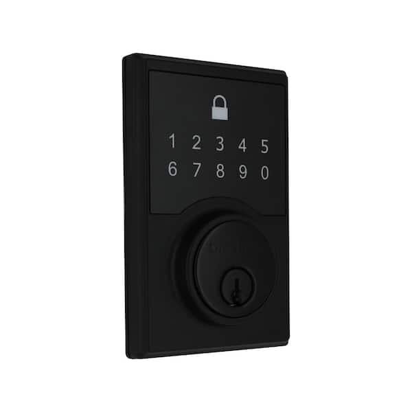 Defiant Square Matte Black Compact Touch Electronic Single Cylinder Deadbolt 32GC8X9D01AHP