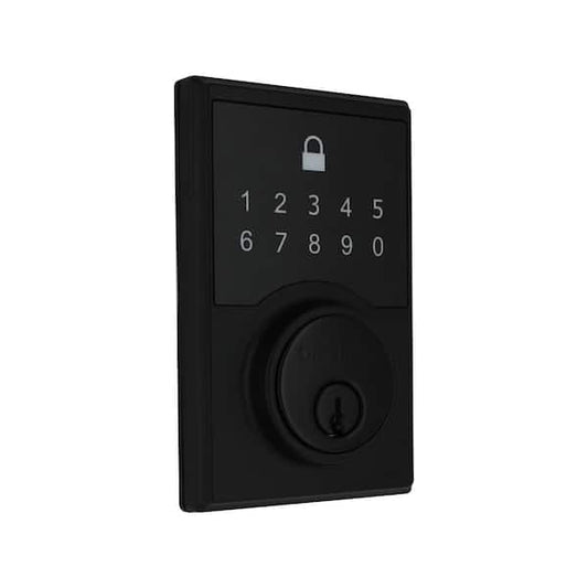Defiant Square Matte Black Compact Touch Electronic Single Cylinder Deadbolt 32GC8X9D01AHP