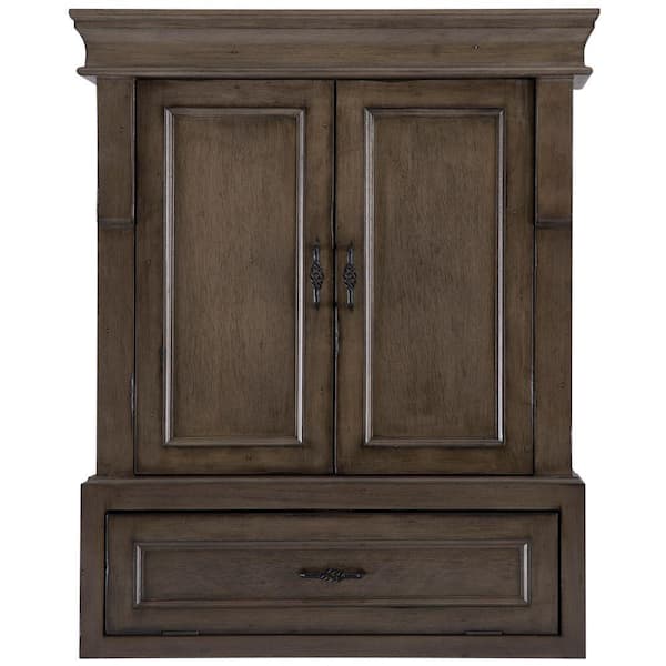 Home Decorators Collection Naples 26.5 in. W x 8 in. D x 32.8 in. H Bathroom Storage Wall Cabinet in Distressed Grey NADGO2633