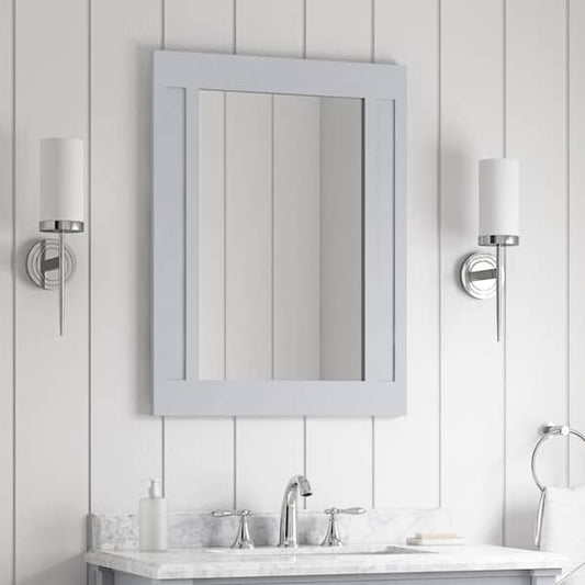 Home Decorators Collection Aberdeen 33 in. W x 36 in. H Rectangular Framed Wall Mount Bathroom Vanity Mirror in Dove Gray 8104500270