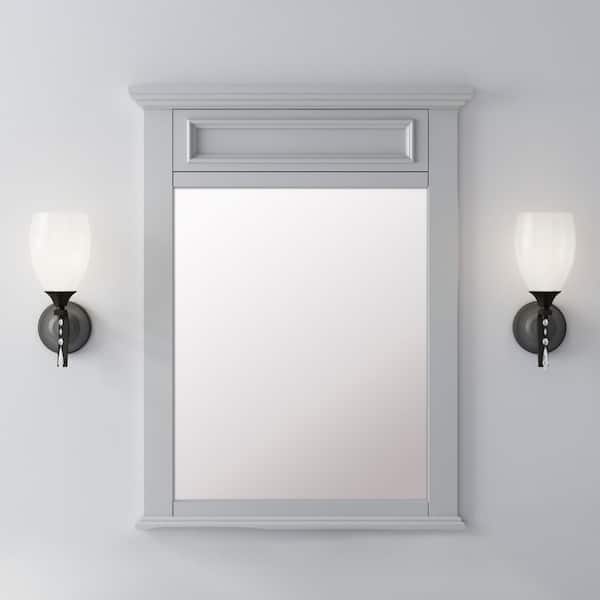 Home Decorators Collection Sadie 28 in. W x 36 in. H Rectangular Wood Framed Wall Bathroom Vanity Mirror in Dove Gray MD-M2123