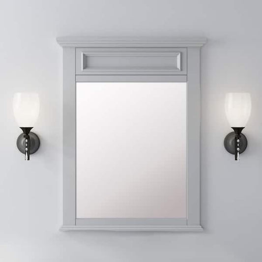 Home Decorators Collection Sadie 28 in. W x 36 in. H Rectangular Wood Framed Wall Bathroom Vanity Mirror in Dove Gray MD-M2123
