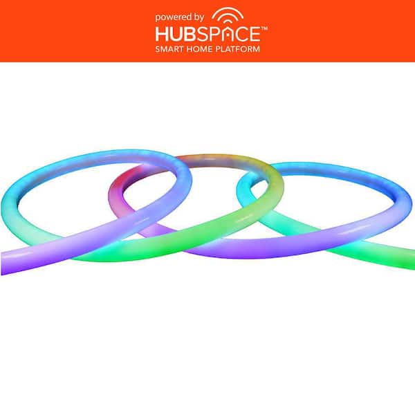 EcoSmart 16.4 ft. Smart RGBWIC Dynamic Color Changing 360° Dimmable Plug-In LED Outdoor Rope Light Powered by Hubspace AL-NR-RGBWIC-16