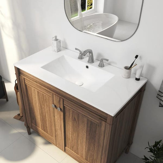 Eridanus Tucson 36 in. W x 18 in. D Vitreous China Single Sink Vanity Top in White with 3-Faucet Holes (8 in. Widespread) ERI-VT405W