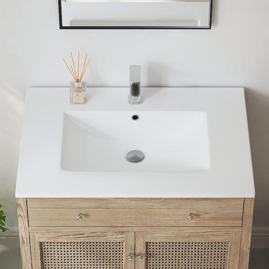 Eridanus Dayton 31 in. W x 22 in. D Vitreous China Vanity Top in White with Single Faucet Hole (Sink Only) ERI-VT423S